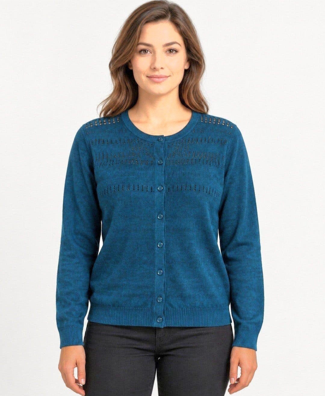 Gilet en crochet ouvert bleu foncé Bel&Bo Taille L - Excelle, Vêtements | Femmes, Taille 42/44 (L), Enlèvement ou Envoi, Bel & Bo