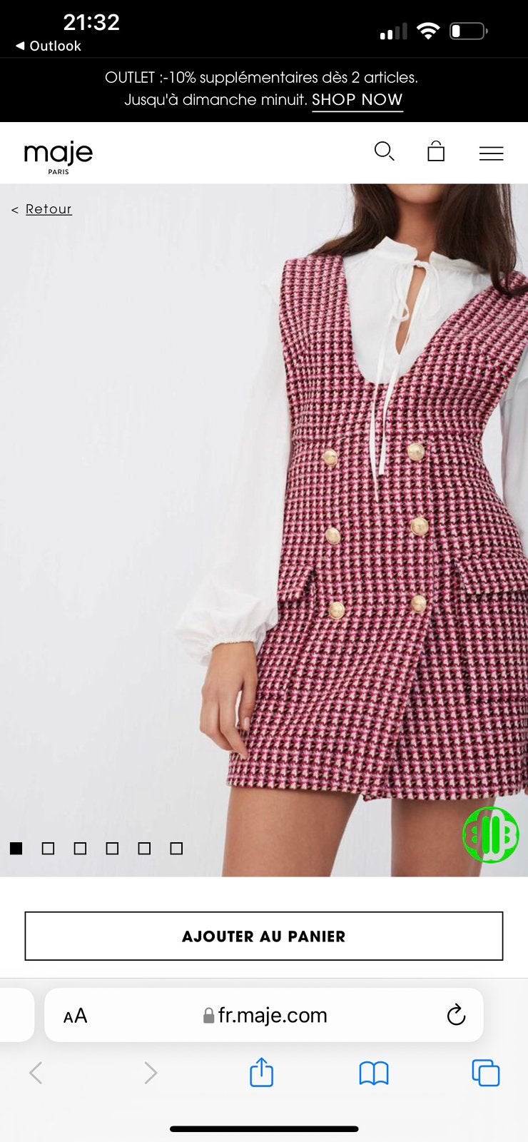 Robe Maje femme carreaux vichy et blouse intégrée 40, Enlèvement ou Envoi, Neuf