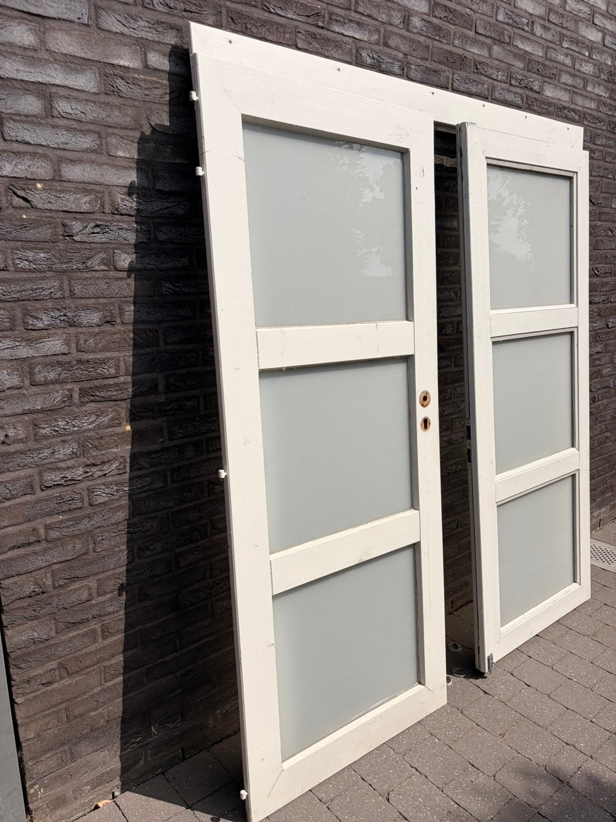 Dubbele deur tuinhuis, Enlèvement, Utilisé, Bois, Chambranle de porte