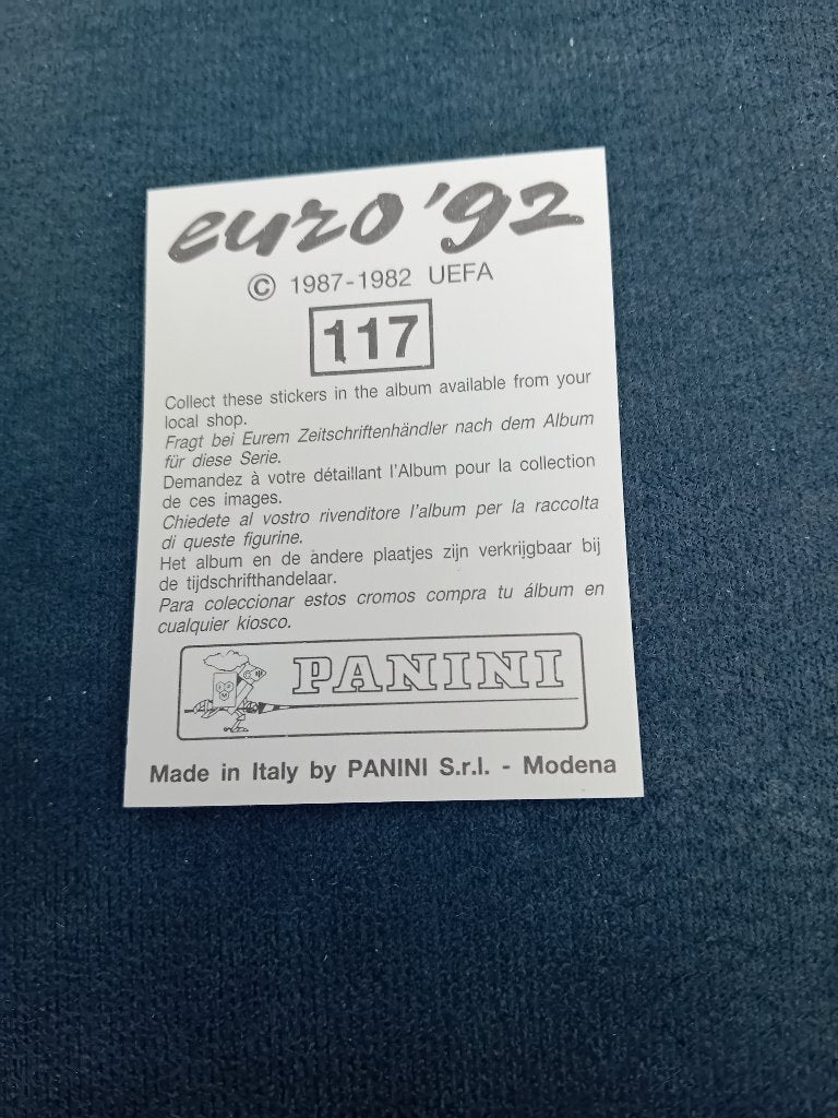 panini sticker EURO 92 nr 117, Ophalen of Verzenden, Nieuw, Sport