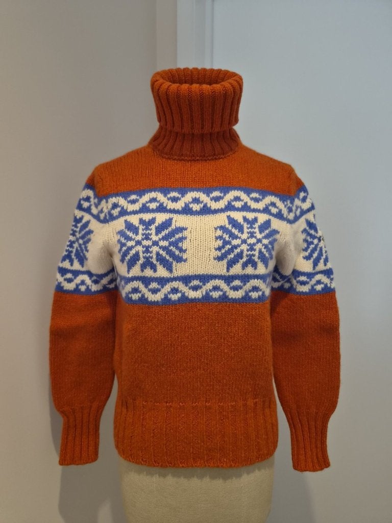 Moncler coltrui oranje Noors patroon wol, maat M (valt S), Moncler, Oranje, Ophalen of Verzenden, Zo goed als nieuw