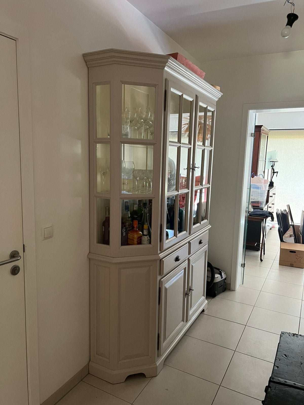 Authentieke houten vitrinekast, Huis en Inrichting, Ophalen, Gebruikt