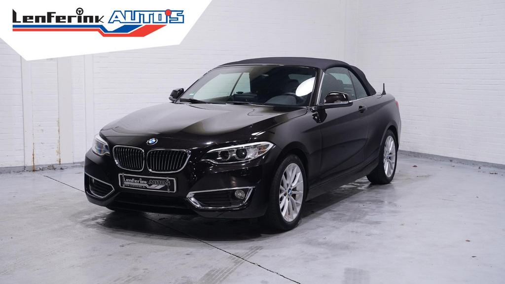 BMW 218 2-serie Cabrio 218i Luxury Navi Clima Leder Apple Ca, Auto's, Zwart, Bedrijf, Handgeschakeld, Onderhoudsboekje