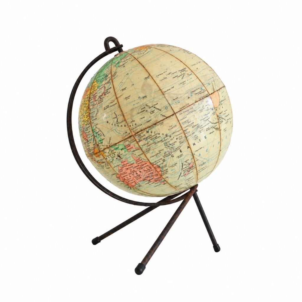 Antieke tripod wereldbol - Vintage globe, Huis en Inrichting, Ophalen of Verzenden, Gebruikt
