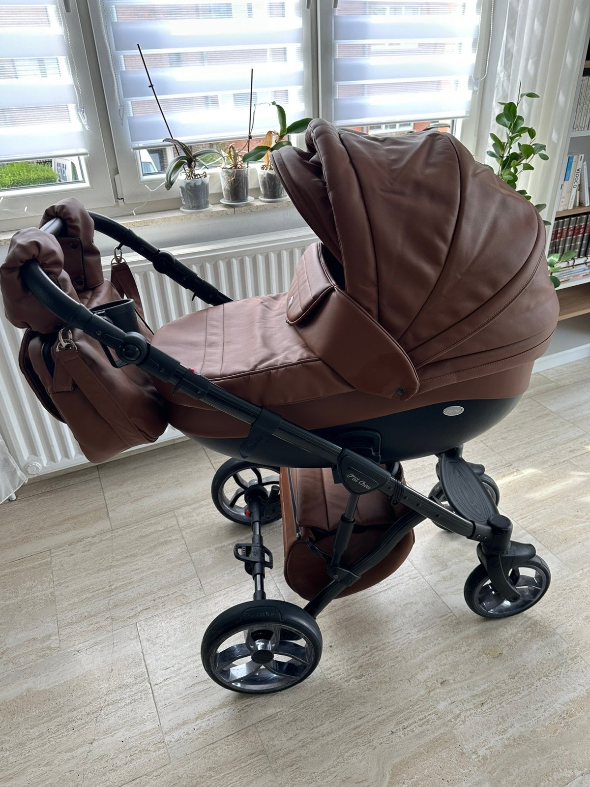 Poussette trio P’tit Chou 3-en-1 de couleur cognac., Autres marques, Poussette combi, Avec siège auto, Enlèvement