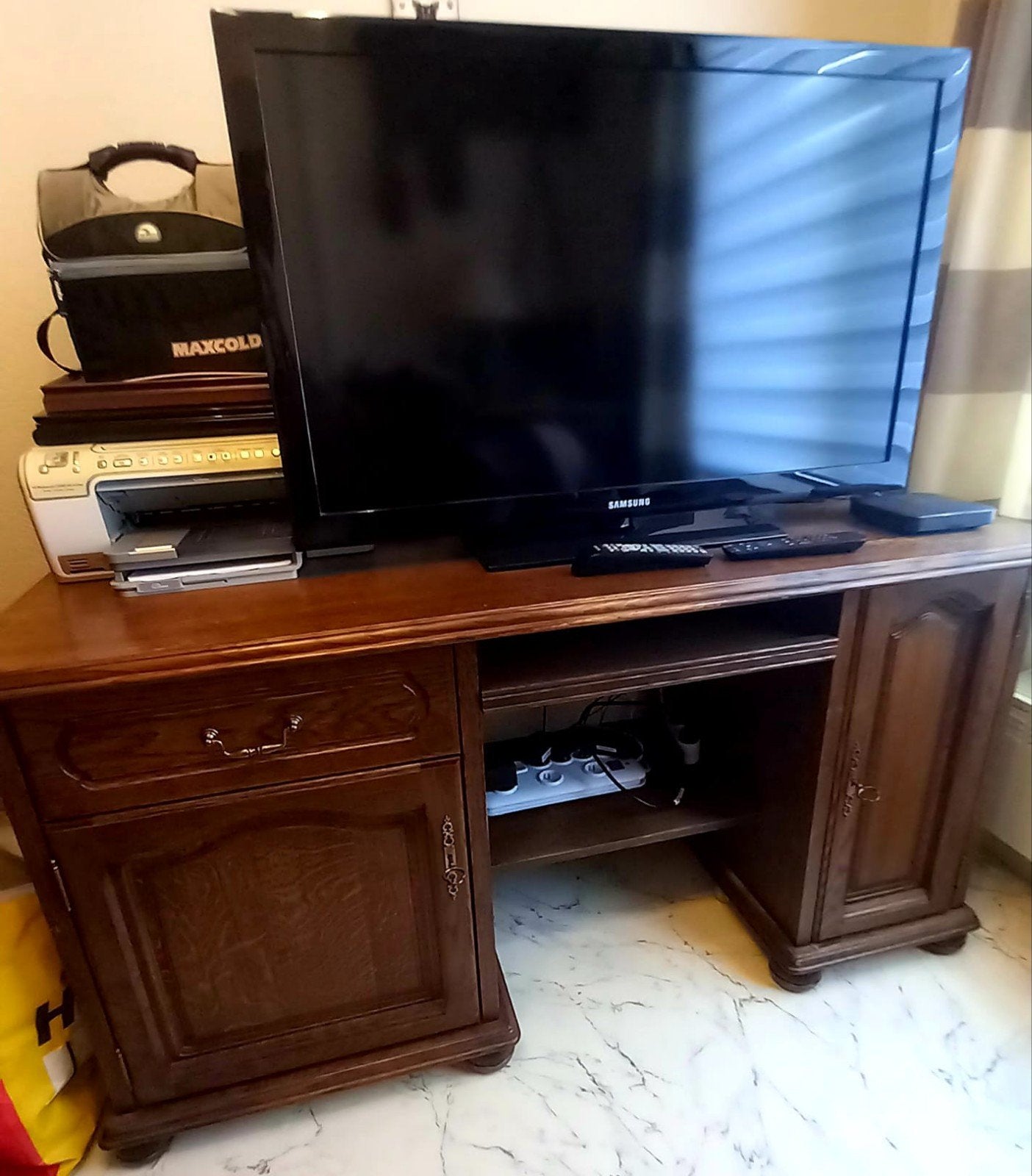 Bureau+vitrinekast in massief eik, Ophalen
