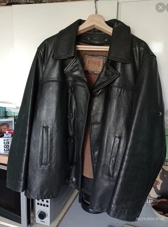 Redskins leren jas voor heren, maat L, Kleding | Heren, Maat 52/54 (L), Zwart, Ophalen of Verzenden, Gedragen