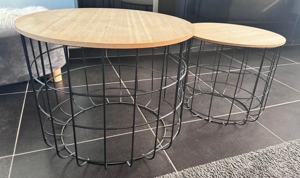 Salontafeltjes duo, Ophalen, Zo goed als nieuw, Rond, Hout