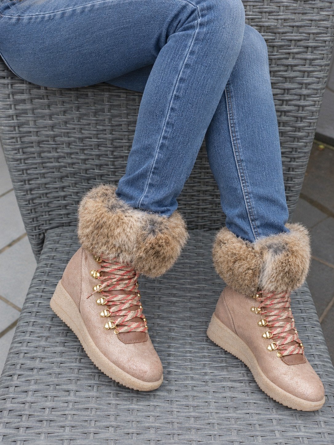 lederen veterboots met bontkraag 38, Enlèvement ou Envoi
