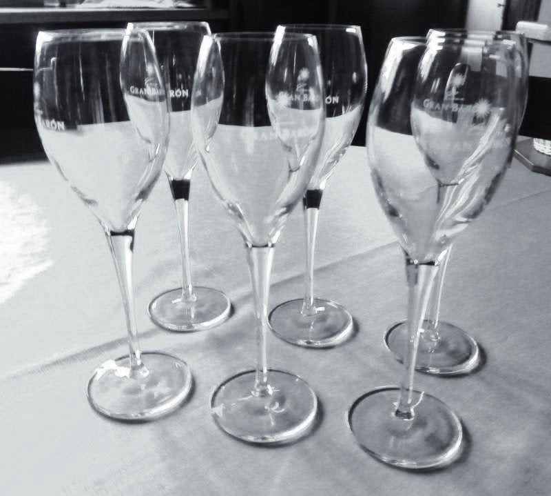 2 sets van 6 Cava glazen Gran Baron, Ophalen, Zo goed als nieuw, Overige typen
