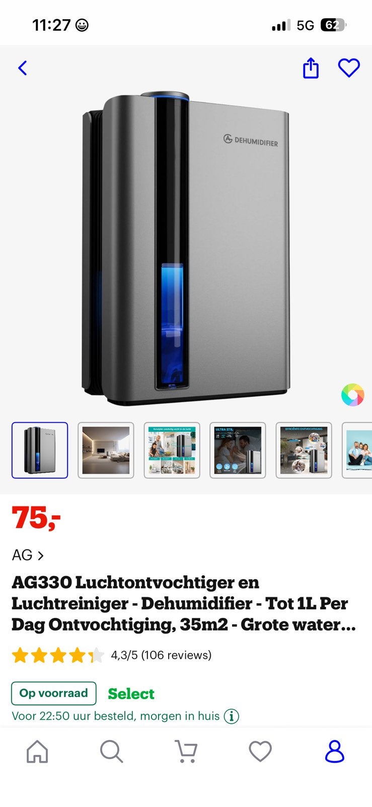 Luchtonvochter, Electroménager, Équipement de traitement de l'air, Enlèvement, Comme neuf