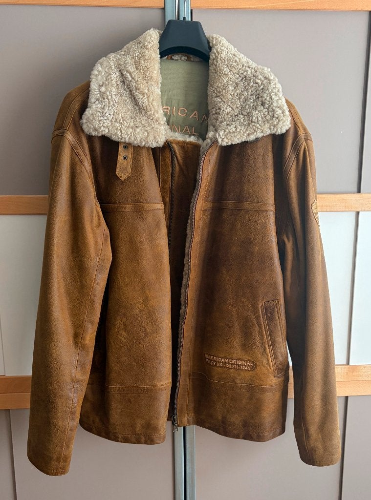 vends veste en cuir pour l'hiver, Kleding | Heren, Ophalen, Zo goed als nieuw, Maat 52/54 (L), Bruin