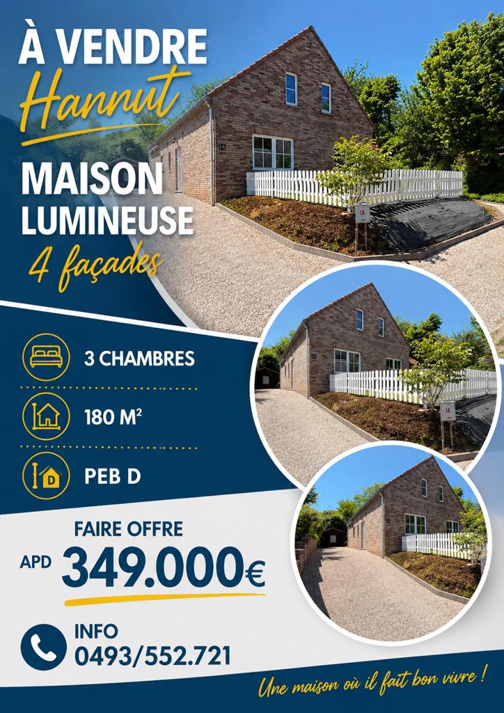 Maison 4 Façades 3 chambres 180M2 FO apd 349000€, Immo, Maisons à vendre
