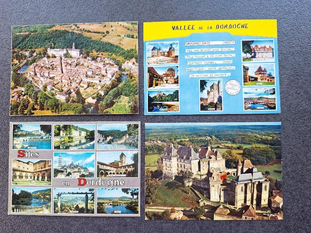 Lot 4 cartes postales anciennes Dordogne années 60 vintage, Enlèvement, 1960 à 1980, Non affranchie, France