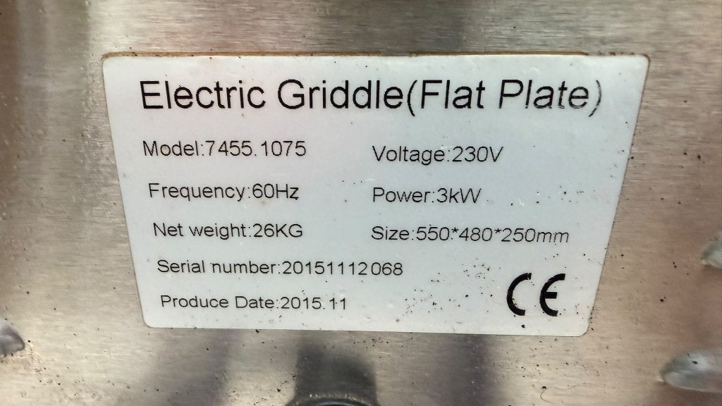 Elektrische bakplaat horeca plancha 230V 3000W, Zakelijke goederen, Ophalen, Gebruikt, Fornuis, Frituur en Grillen