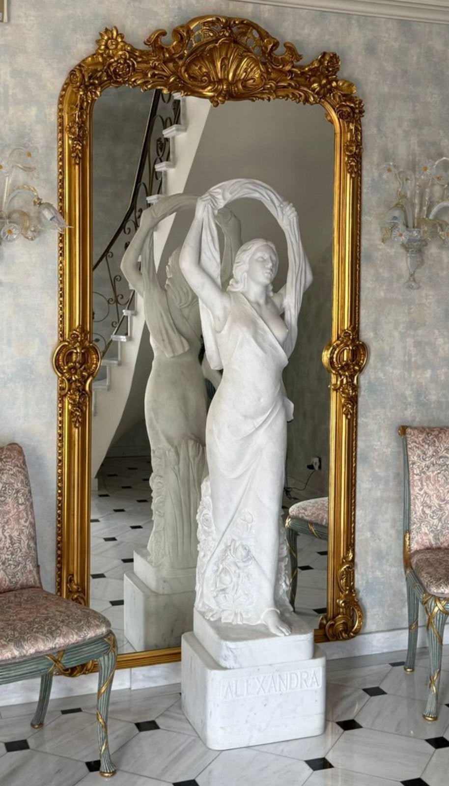 Statue marbre de Carrare l'artiste Arrigo Gualtieri H 1,86m, Enlèvement, Comme neuf, Humain