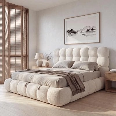 Japandi opbergboxspring, Huis en Inrichting, Ophalen, Japandi, Beige, 180 cm
