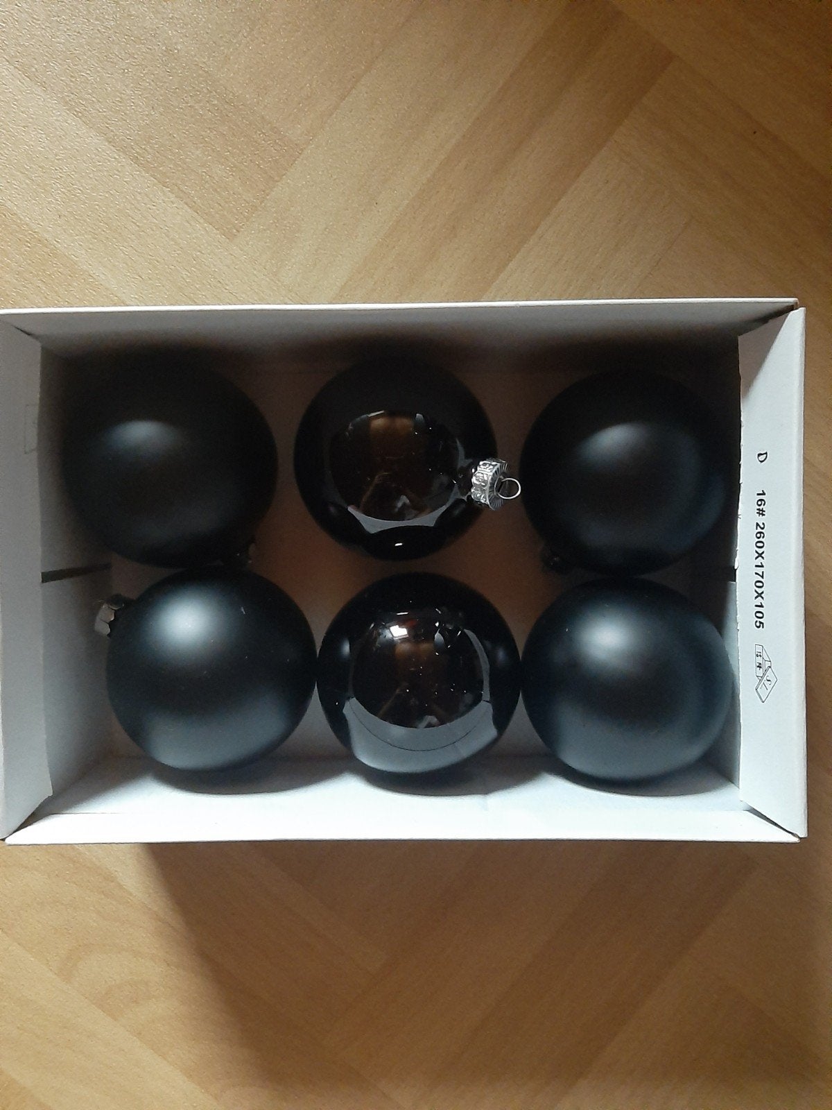 6 zwarte kerstballen, Diversen, Ophalen of Verzenden, Zo goed als nieuw