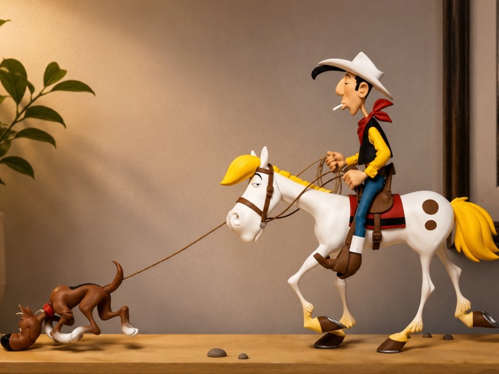 Fariboles Lucky Luke sur la piste des Daltons, Collections, Enlèvement ou Envoi, Comme neuf, Statue ou Figurine