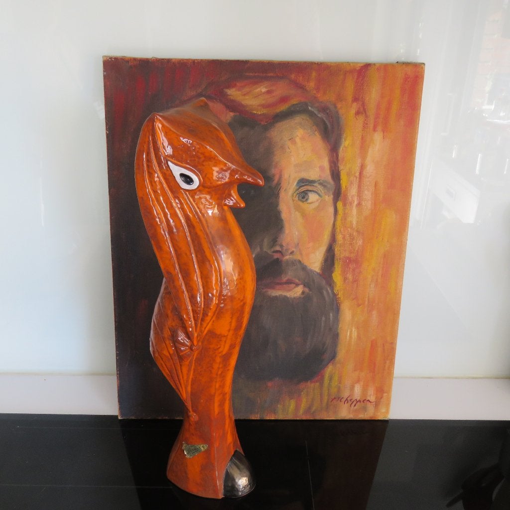 Alexandre de Wemmel keramiek zoömorf uil, Antiek en Kunst, Ophalen of Verzenden, Beeld, Groen