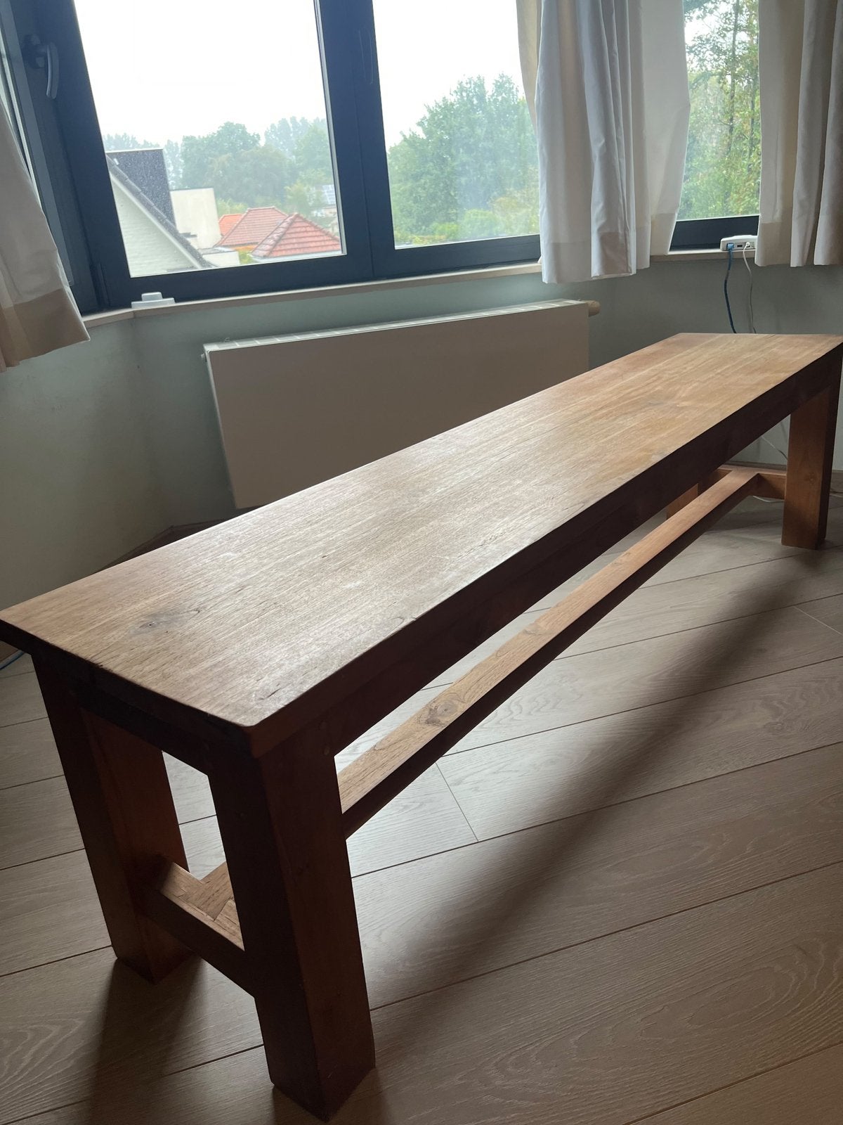Teaken zitbank, Ophalen, Zo goed als nieuw, Bruin, Hout