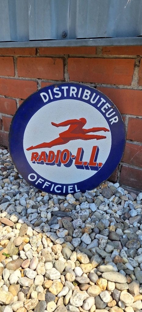 Antiek emaille bord Radio-L.L. ,ook bekend als Radiola., Ophalen of Verzenden, Gebruikt, Reclamebord