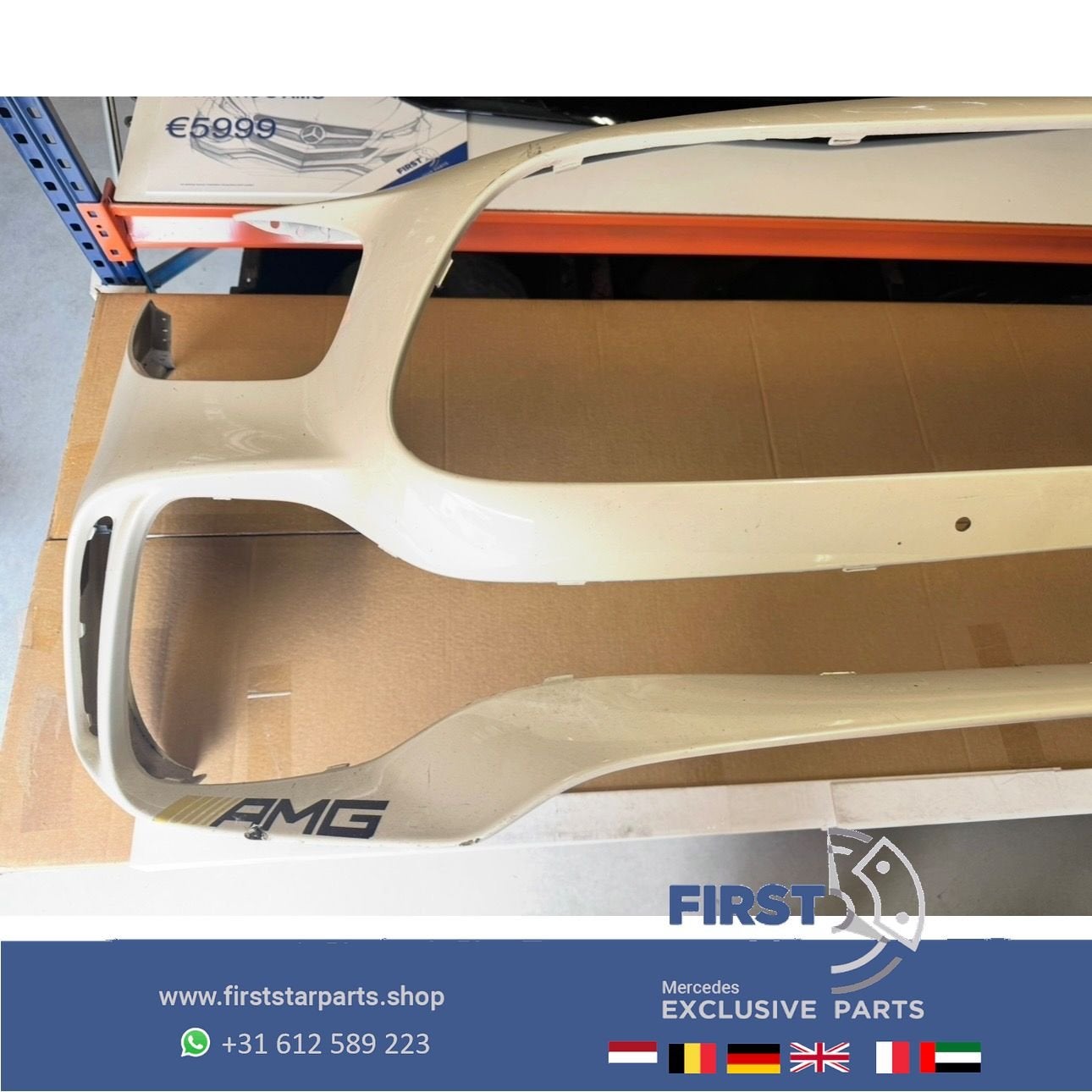 W190 AMG GTR VOORBUMPER A1908858500 origineel Mercedes GT R, Gebruikt, -, Voor, Ophalen of Verzenden