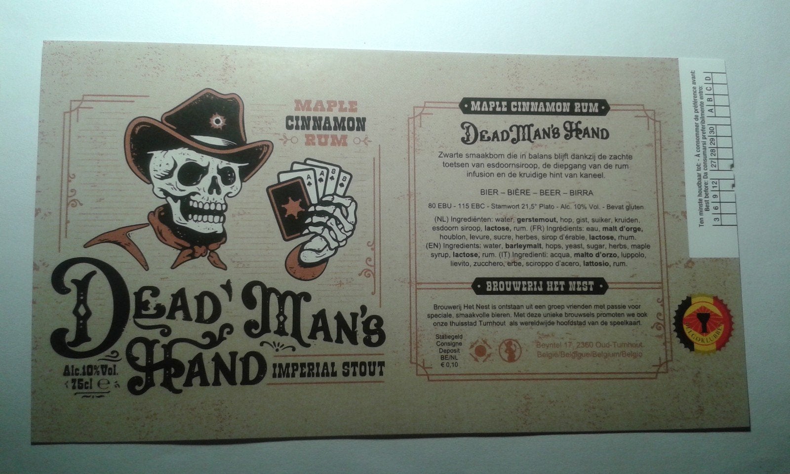 Étiquette de bière : Dead Man's Hand (The Nest), Collections, Enlèvement ou Envoi, Neuf, Autres marques