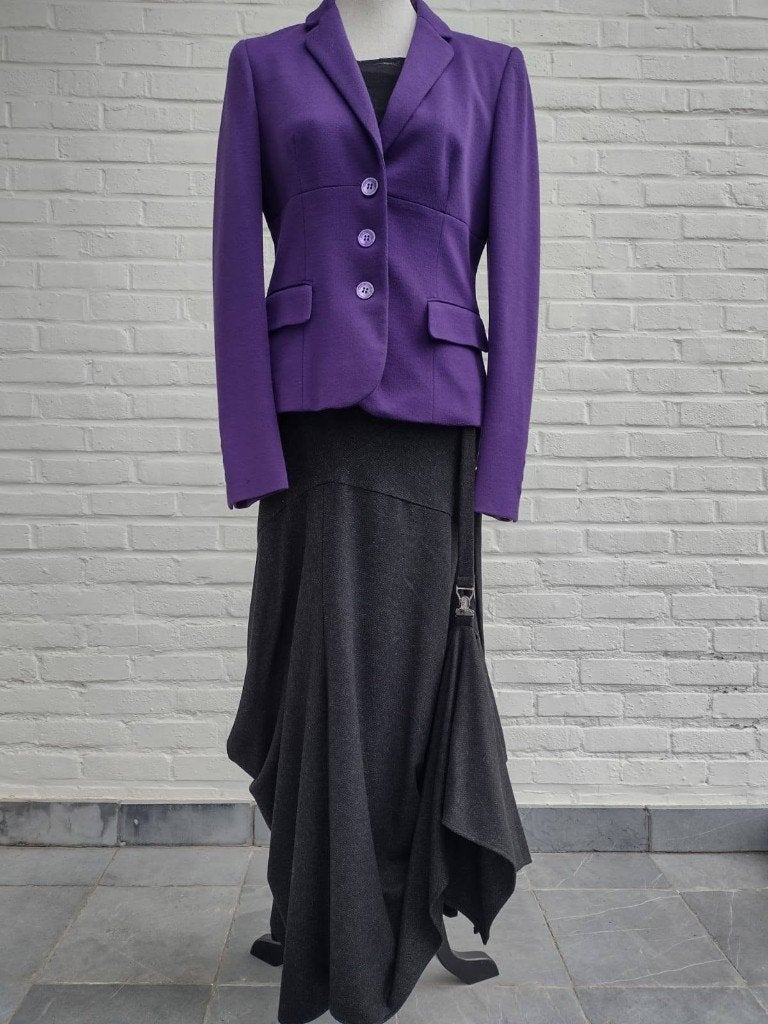 Jupe très longue en laine et cachemire - IT 42 Y2K, Taille 38/40 (M), Gris, Enlèvement ou Envoi, Comme neuf