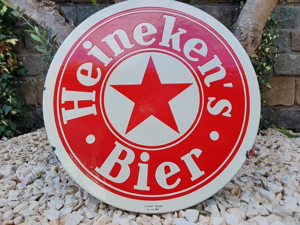 Emaille Reclamebord Bord Heinekens Bier, Ophalen of Verzenden, Zo goed als nieuw, Reclamebord
