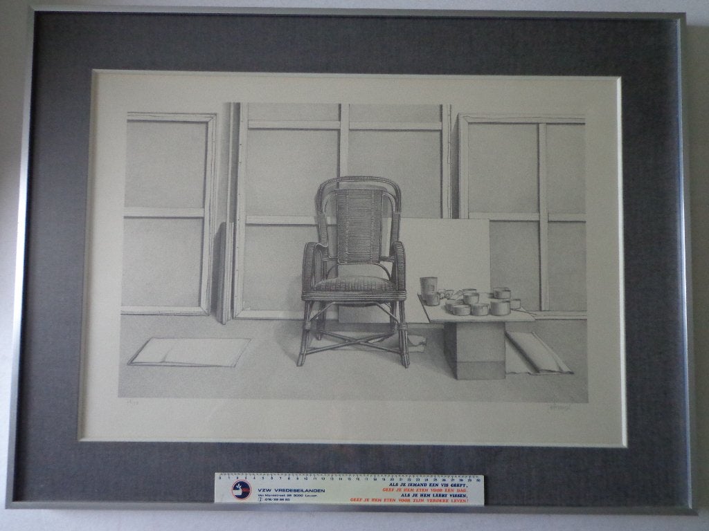 schitterende litho Roger Wittevrongel "Stoel in het atelier", Enlèvement