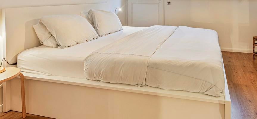 Ikea MALM bed met opbergruimte (wit - gebruikt), Ophalen, Gebruikt, Wit, Tweepersoons