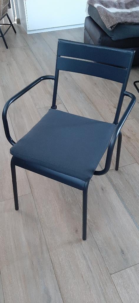 6 Gegalvaniseerde tuinstoelen met passend kussen, Tuin en Terras, Ophalen, Zo goed als nieuw, Metaal, Stapelbaar