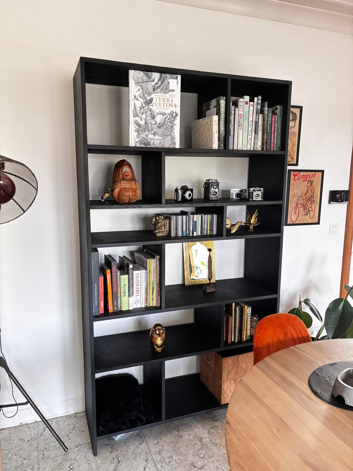Wandrek massief eik zwart., Huis en Inrichting, Kasten | Boekenkasten, Ophalen, 100 tot 150 cm, 200 cm of meer, Eikenhout