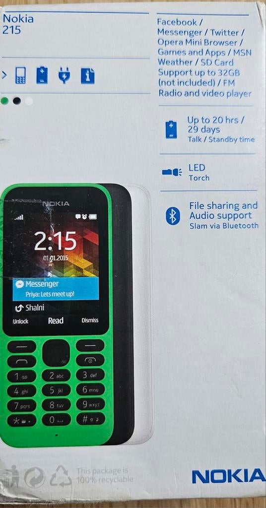 Nieuwe Nokia 215, Telecommunicatie, Mobiele telefoons | Nokia, Ophalen, Minder dan 3 megapixel, Zwart