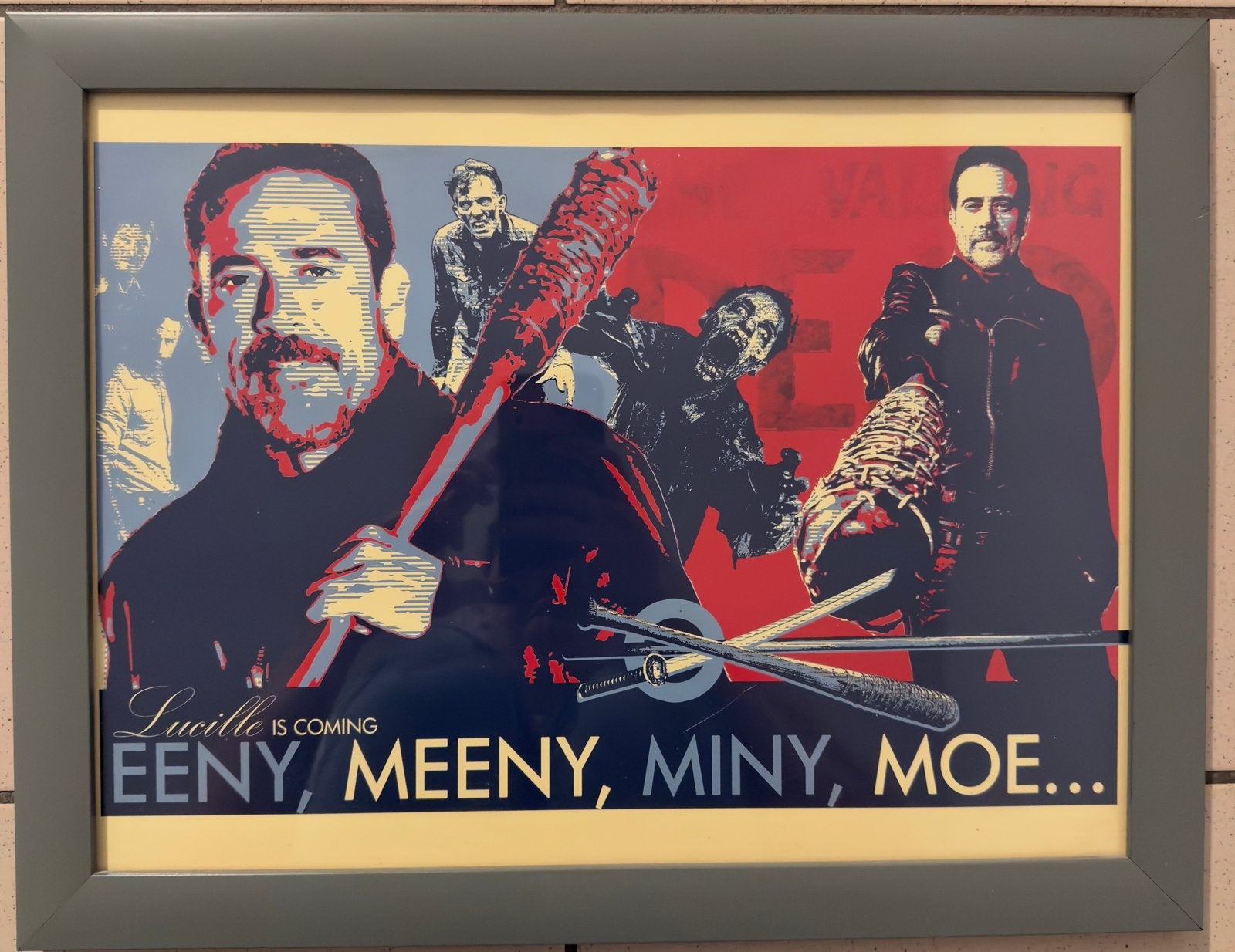 Cadre negan the walking dead collection etat nickel !, Antiquités & Art, Art | Dessins & Photographie, Enlèvement, Encadré