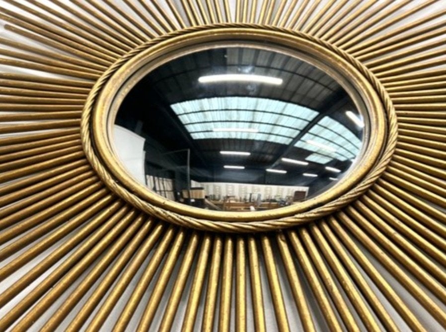 Grand miroir soleil œil de sorcière, Antiquités & Art, Enlèvement, Rond, 50 à 100 cm, Moins de 100 cm