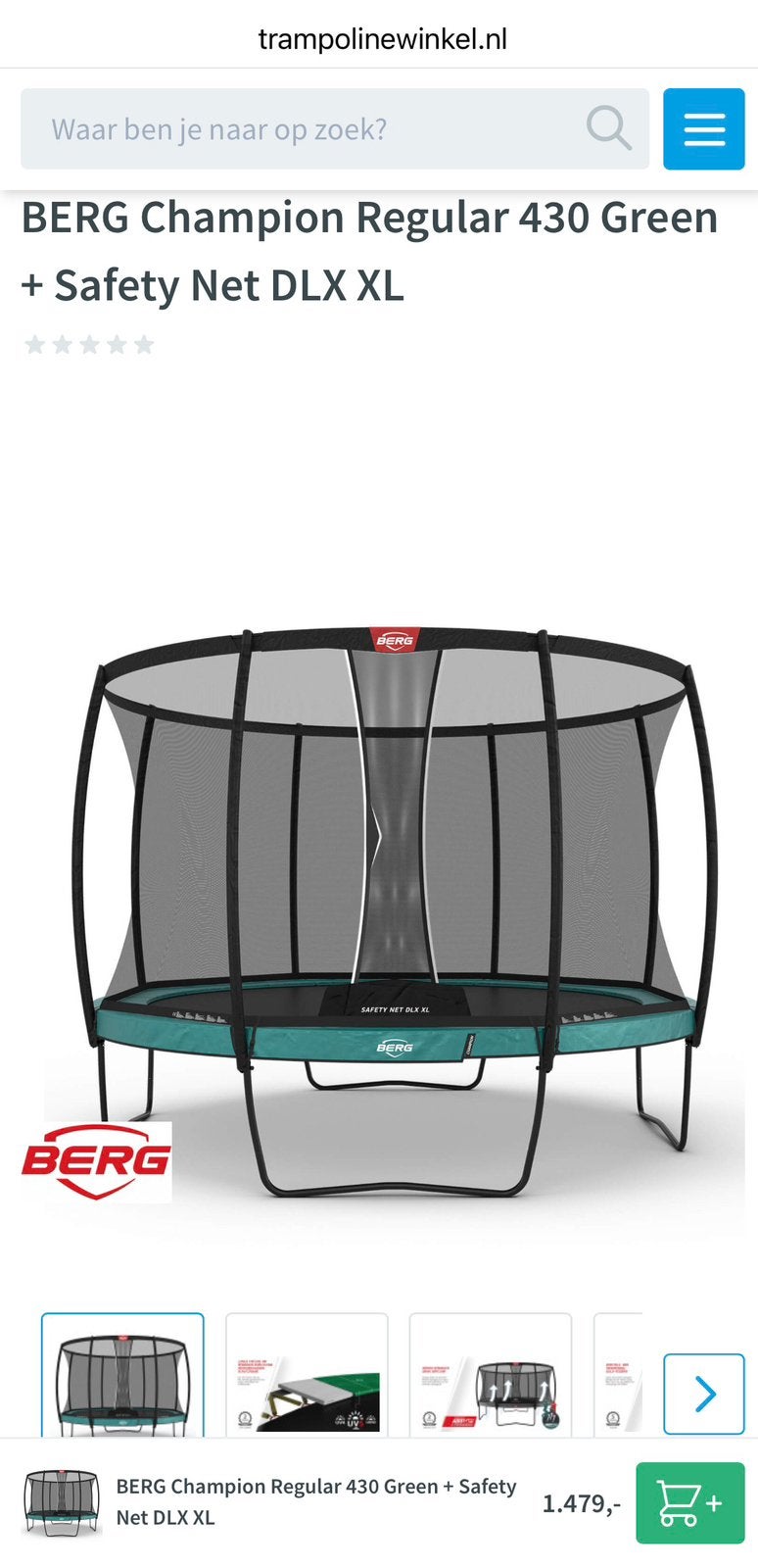 Trampoline BERG CHAMPION VERT, Enfants & Bébés, Jouets | Extérieur | Trampolines, Enlèvement, Utilisé
