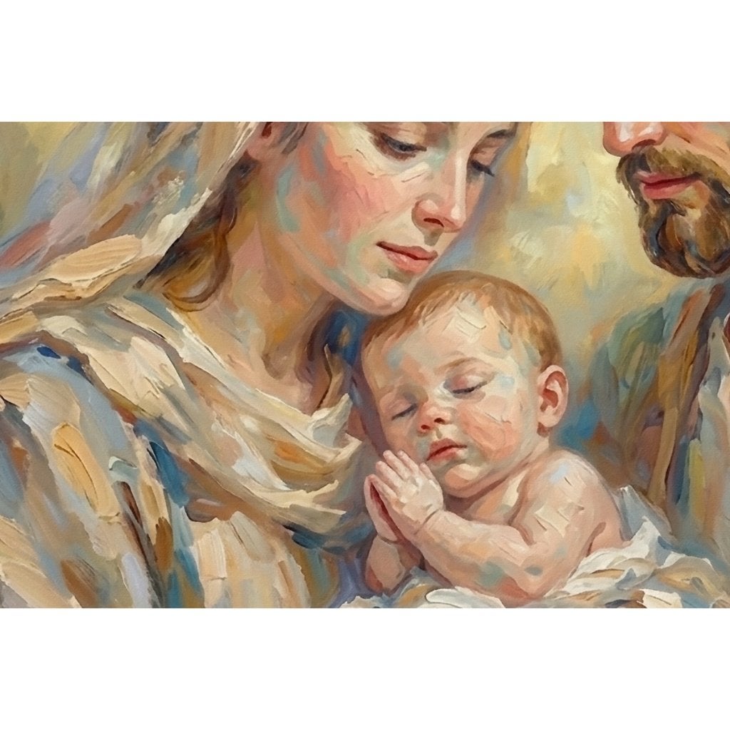 Jezus Maria en Jozef 120x60 cm/ (verschillende steunen), Giclée, Ophalen of Verzenden, Metaal, Echtheidscertificaat