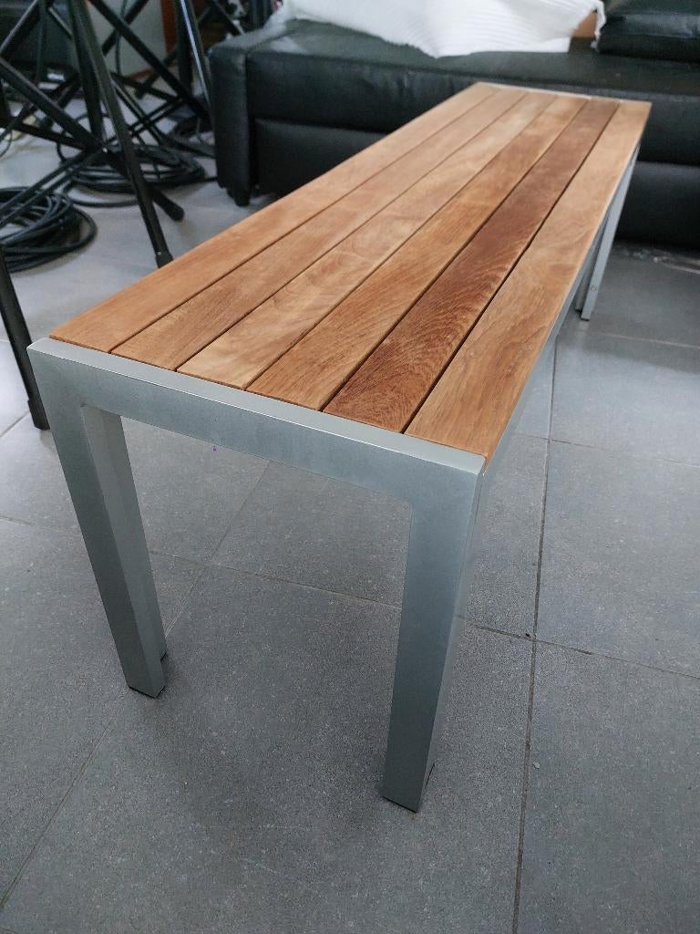 Zitbank tuin hout metaal modern (3x)       µ1m, Tuin en Terras, Tuinbanken, Ophalen, Hout