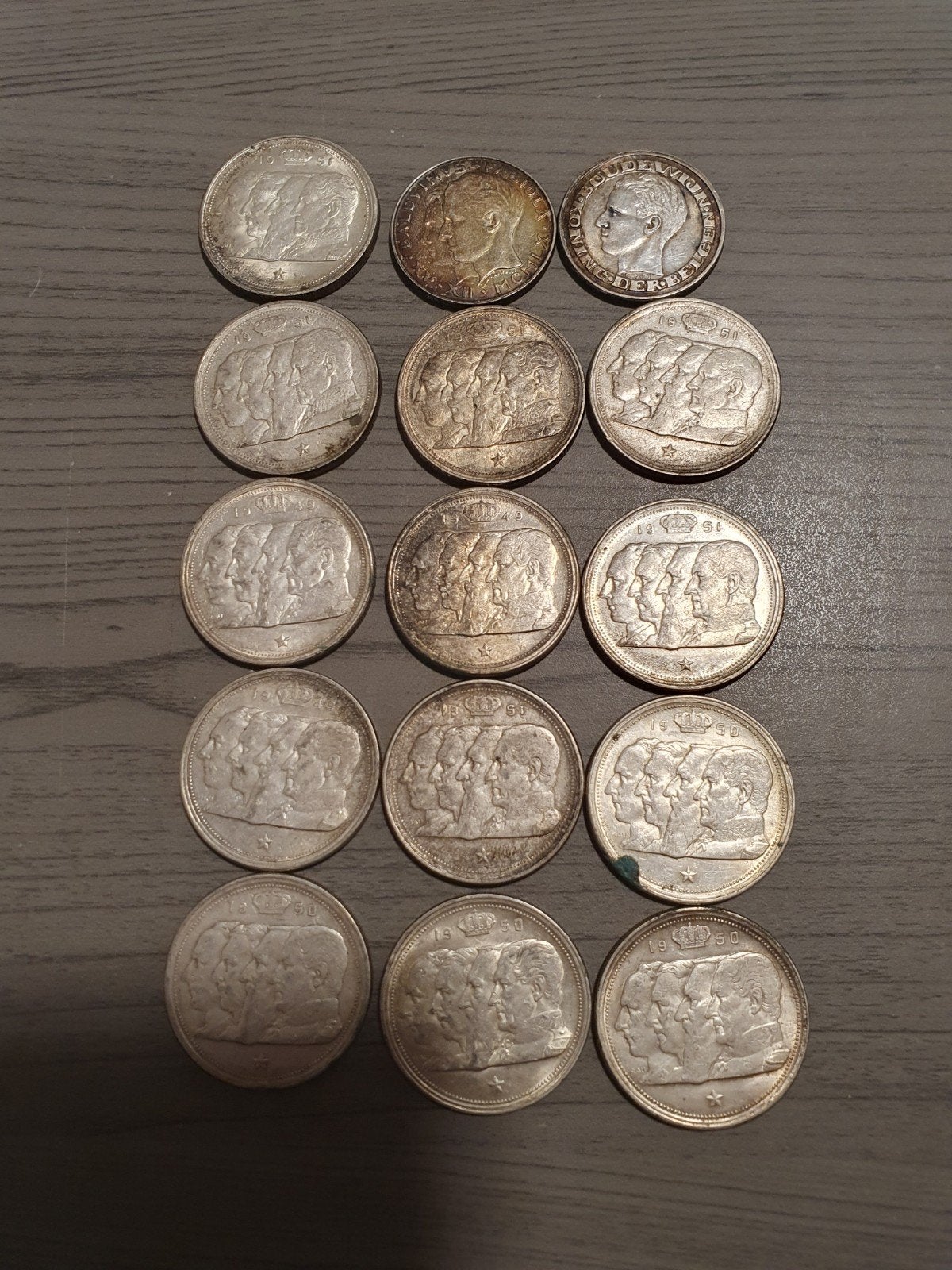 belgie 100fr.zilverstukken 13stuks van 100fr.en 2stuks van 5, Postzegels en Munten, Ophalen of Verzenden, Zilver