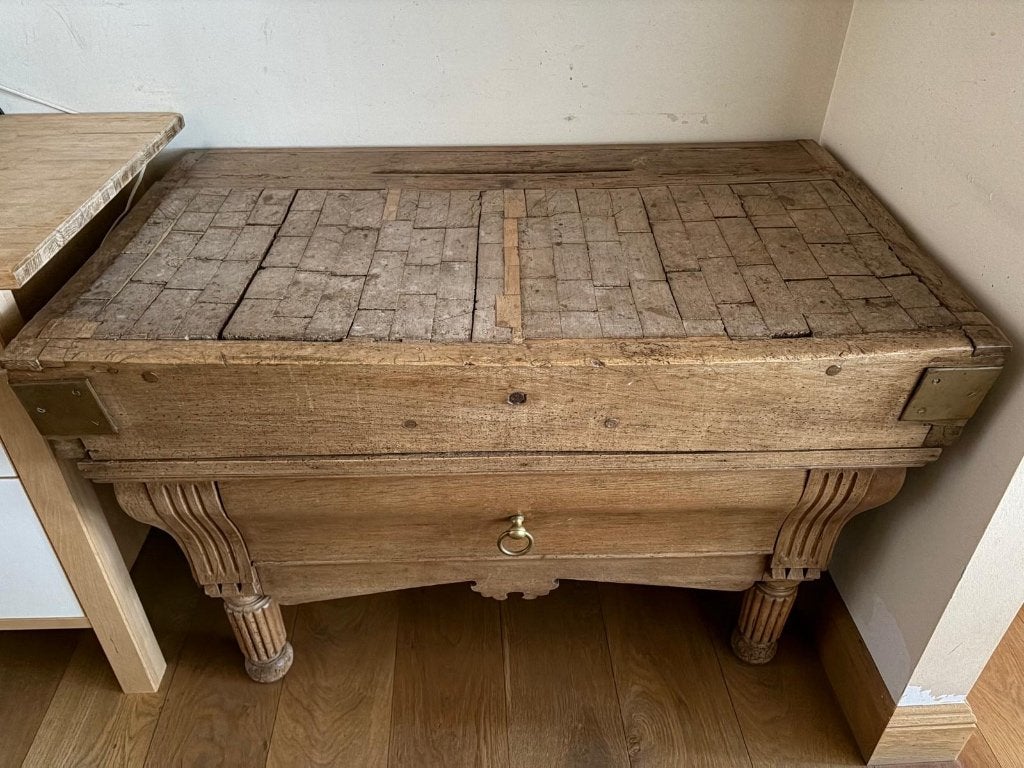 Antiek authentiek slagersblok / hakblok (massief hout), Antiek en Kunst, Ophalen