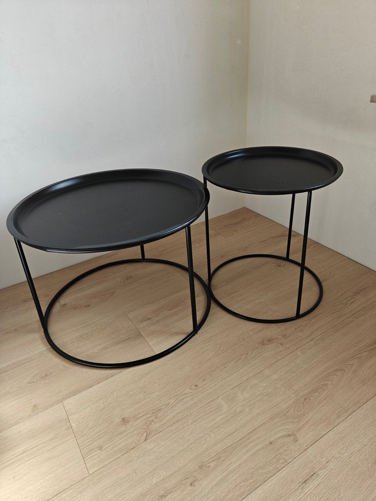 Bijzettafels / salontafels 2 stuks, 45 tot 60 cm, Gebruikt, Rond, Scandinavisch