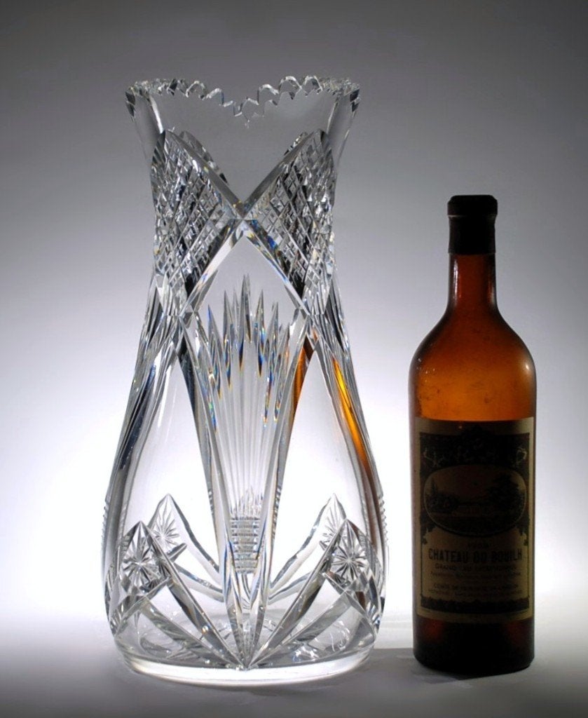 VAL SAINT LAMBERT - VASE LOUVRES - VSL, Antiquités & Art, Antiquités | Verre & Cristal, Enlèvement ou Envoi