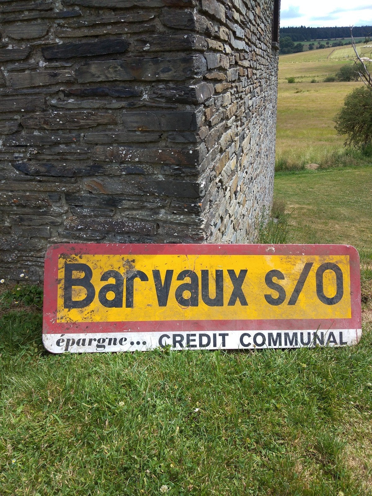 Ancien Panneaux Aluminium " BARVAUX S/O ", Enlèvement, Utilisé, Panneau publicitaire