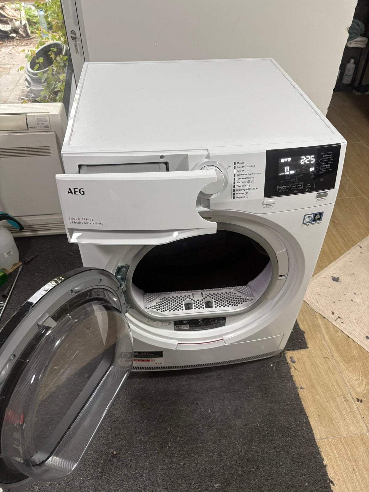 ✅AEG 9kg warmtepomp cindens droogkast A+++, Ophalen, Zo goed als nieuw