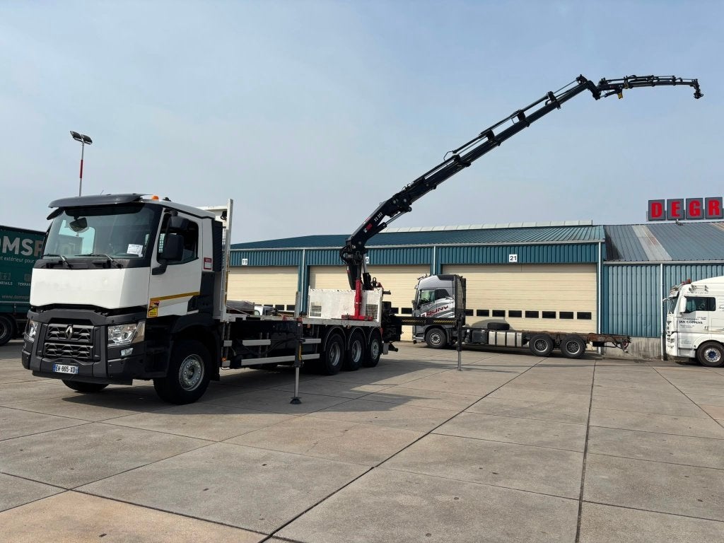 Renault C430 tridem 2018 plateau en hiab 32T + JIB, Auto's, Automaat, Renault, Wit, Bedrijf