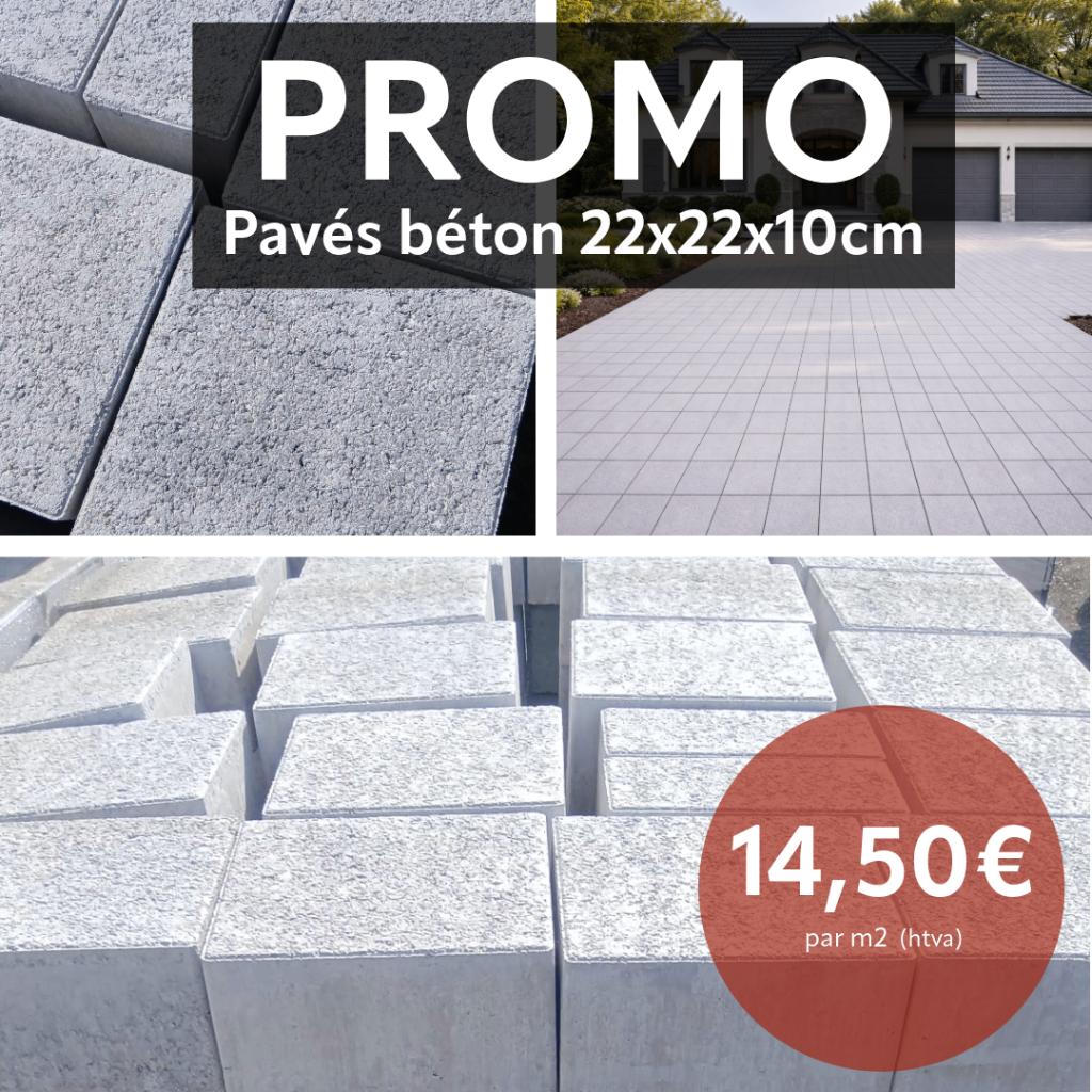 Pavés béton 22x22x10cm PROMO, Bricolage & Construction, Briques, Neuf, Béton, Enlèvement