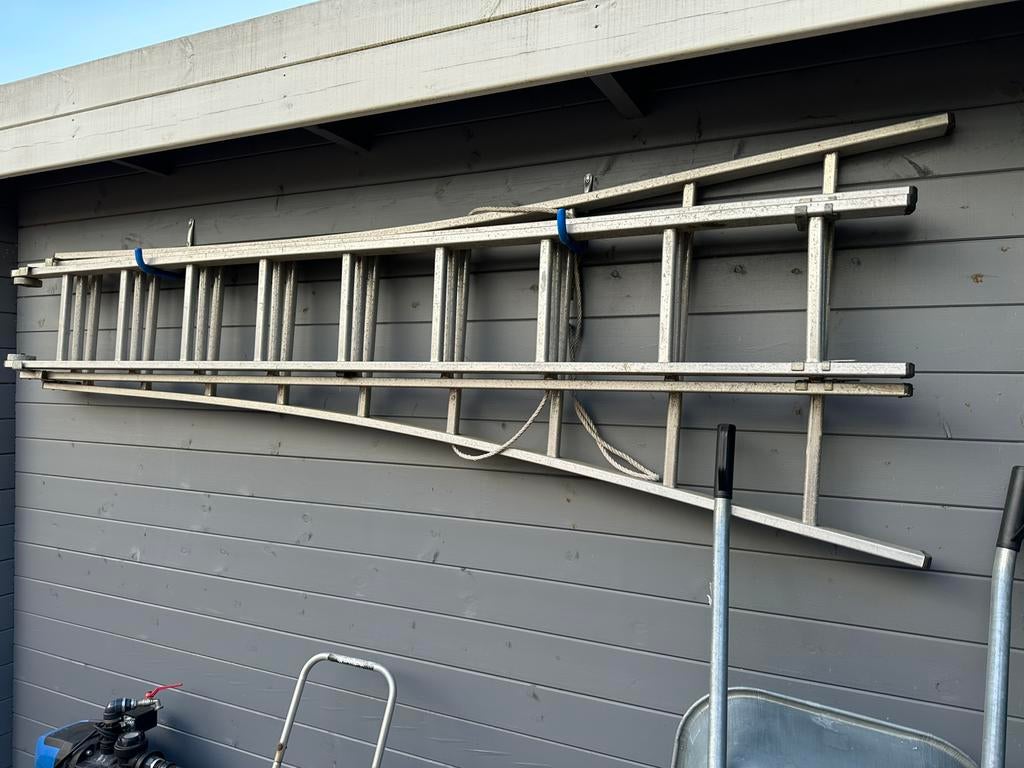 Ladder 3 x 9 sporten, Ophalen, Gebruikt, Ladder, Opvouwbaar of Inschuifbaar