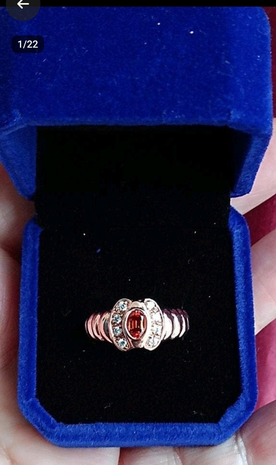 Belle bague en argent plaqué or rosé avec spessartite, Bijoux, Sacs & Beauté, Bagues, Neuf, Femme, Rose, Argent, Avec pierre précieuse